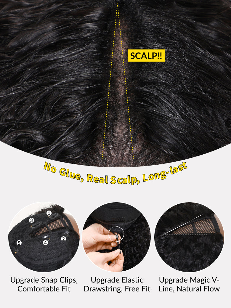 Sunber 200% Density 7x5 Pre Cut Pre-Styled Finger Coils Afro Kinky Curly Lace Wig With Invisi Drawstring