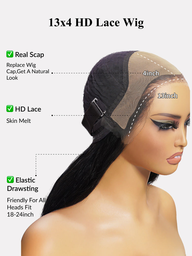 [22''=$135]Sunber 180% Density 13x4 Pre-Everything Loose Wave Glueless Lace Frontal Wig –Feathered Style and Elastic Drawstring Flash Sale