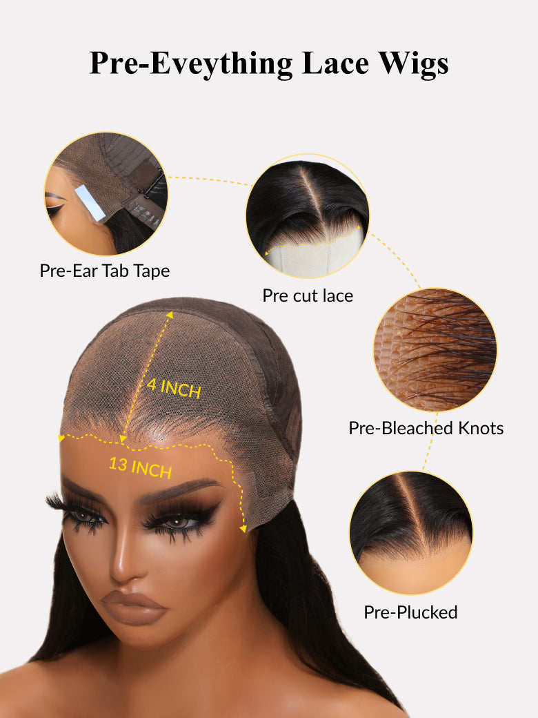 [22''=$135]Sunber 180% Density 13x4 Pre-Everything Loose Wave Glueless Lace Frontal Wig –Feathered Style and Elastic Drawstring Flash Sale