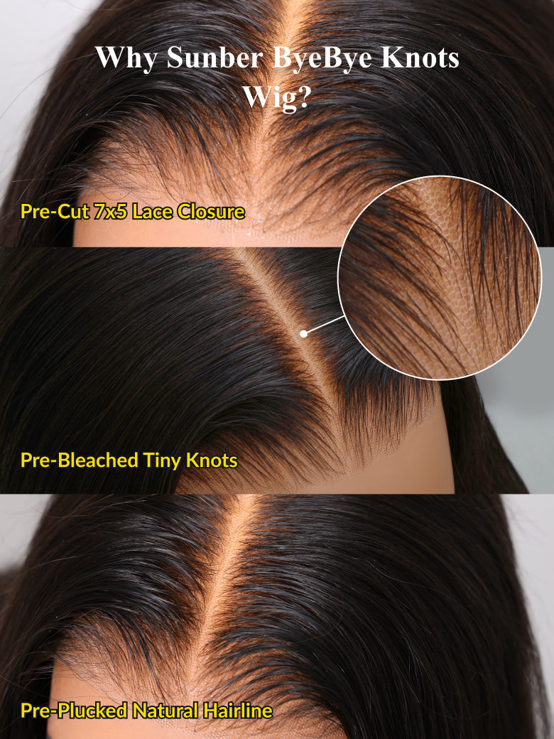Sunber Caramel Highlights On Blonde 7x5/13x4 Pre Cut Lace Straight Bob Hair Wig With Dark Roots Flash Sale