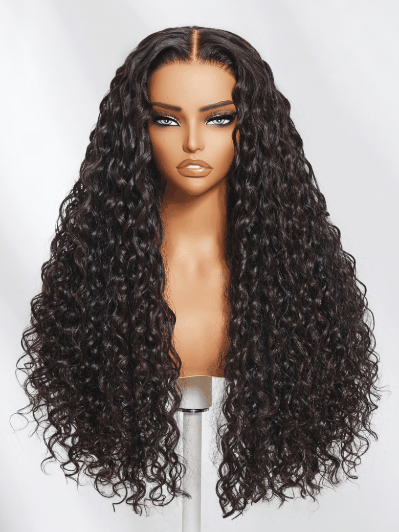 Sunber 7x5/13x6 HD Wet And Wavy Water Wave Bye Bye Knots Pre-Cut Lace Wigs With Elastic Drawstring