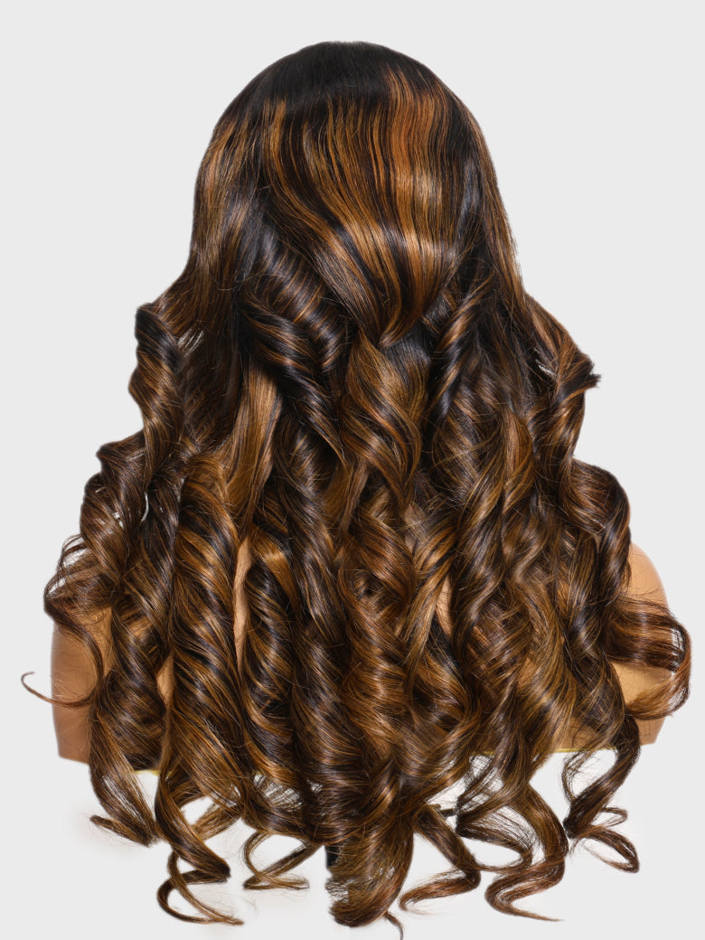 Sunber 7x5 Pre Cut Balayage Highlight Body Wave Lace Wigs With Invisi Drawstring