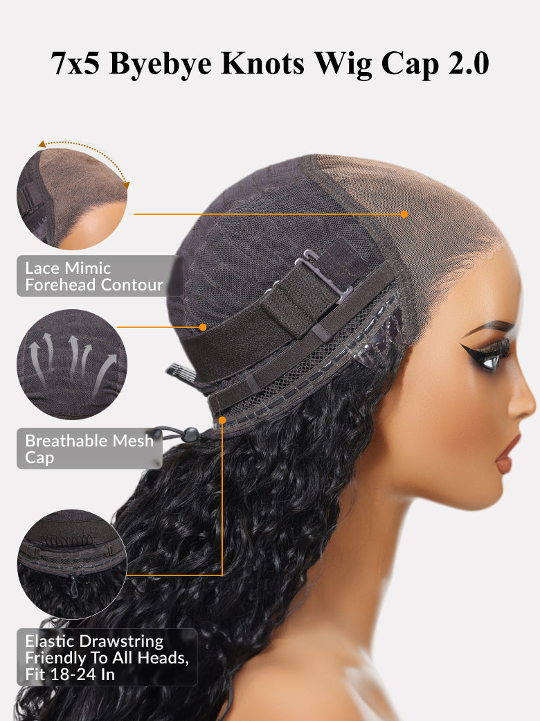 Sunber 7x5 Pre-Cut Body Wave Bye Bye Knots Honey Blonde Glueless Highlights Lace Human Hair Wig
