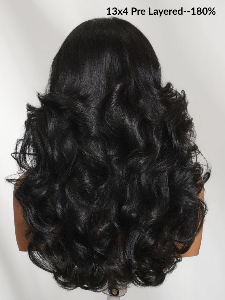 [22''=$135]Sunber 180% Density 13x4 Pre-Everything Loose Wave Glueless Lace Frontal Wig –Feathered Style and Elastic Drawstring Flash Sale