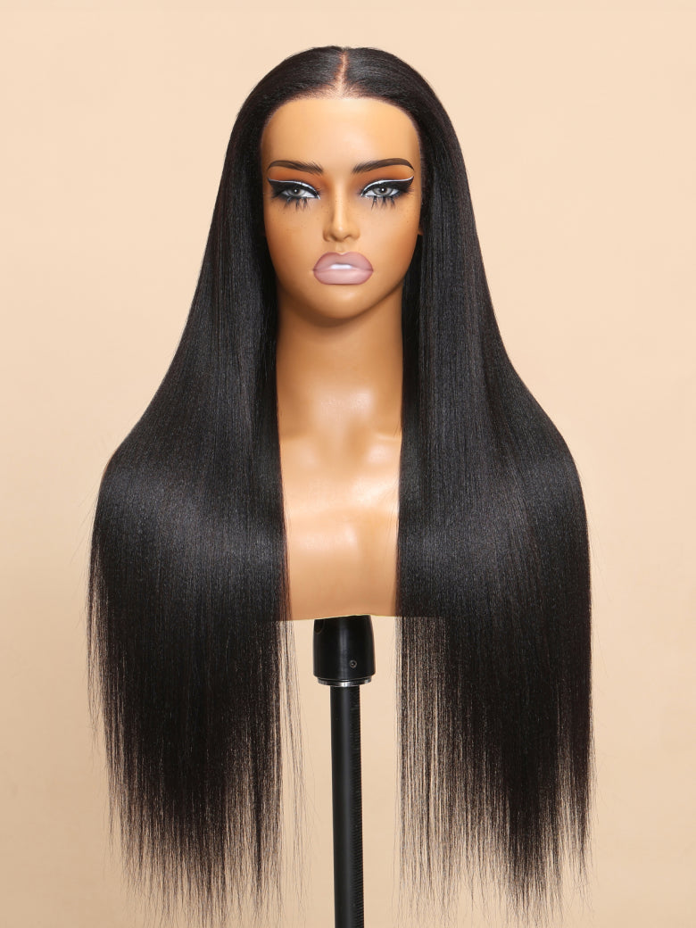 Sunber Blunt Cut Light Yaki Straight 7x5 Pre-Cut Lace Bye Bye Knots Glueless Bob Wig Pre-plucked Flash Sale