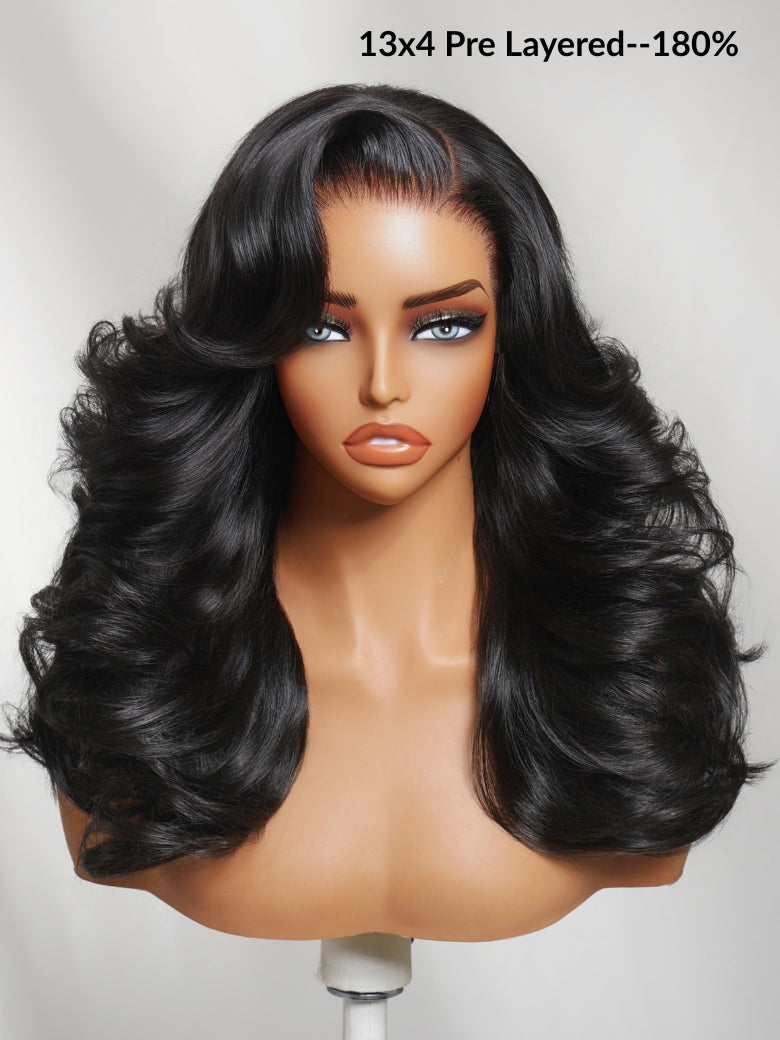 [22''=$135]Sunber 180% Density 13x4 Pre-Everything Loose Wave Glueless Lace Frontal Wig –Feathered Style and Elastic Drawstring Flash Sale