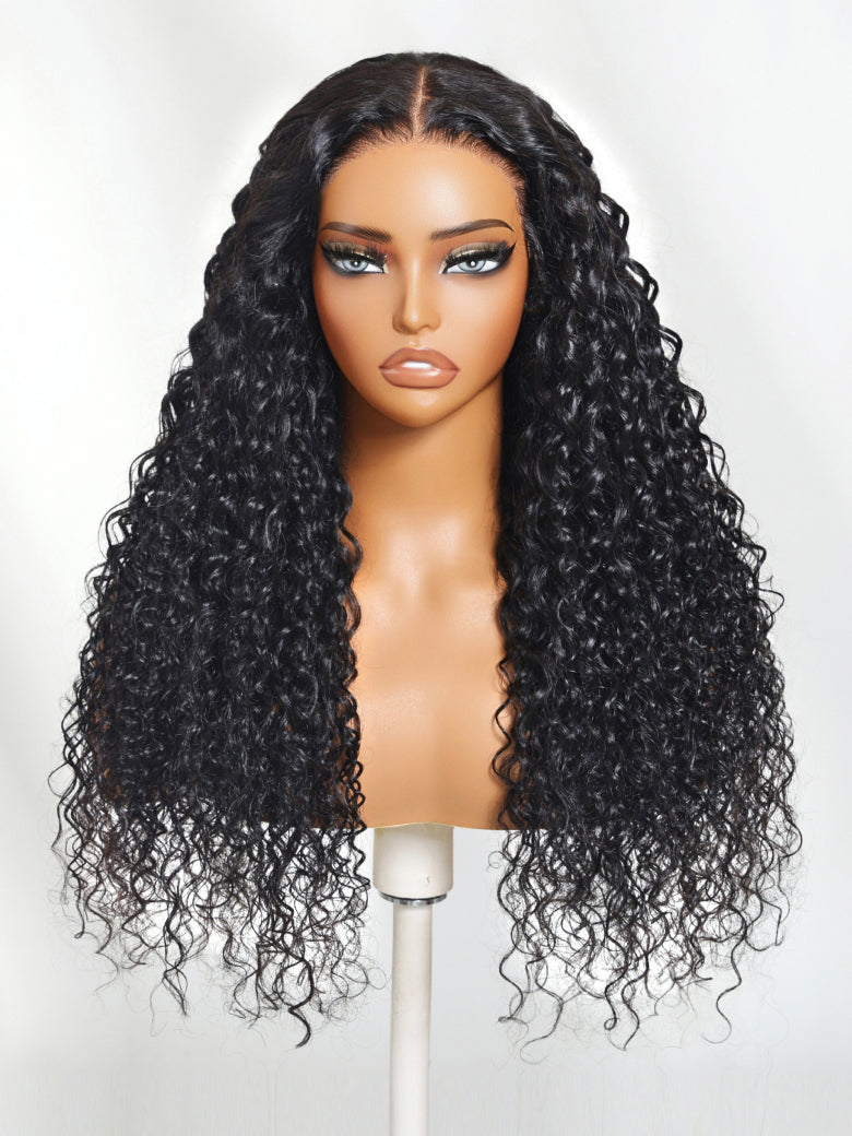 Sunber 180% Density 7x5/ 13x4 Pre-Everything Water Wave & Curly Mixed Pre Cut Lace Frontal Human Hair Wigs With Invisi Drawstring