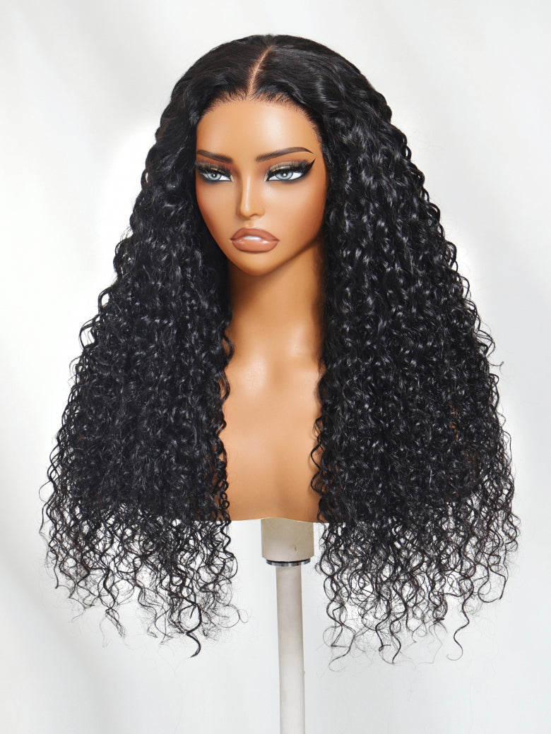 Sunber 180% Density 7x5/ 13x4 Pre-Everything Water Wave & Curly Mixed Pre Cut Lace Frontal Human Hair Wigs With Invisi Drawstring