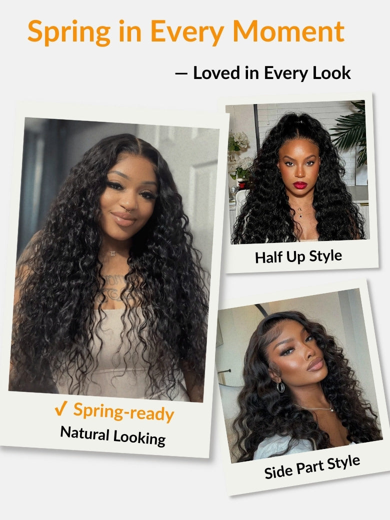 [20''=$139]Sunber 13x6 Pre Cut 180% Density Wet And Wavy Water Wave Natural Black Lace Frontal Wig With Invisi Drawstring Flash Sale