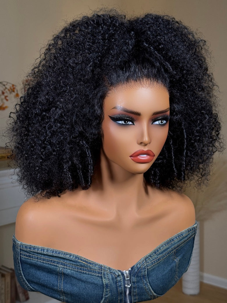 Sunber 200% Density 7x5 Pre Cut Pre-Styled Finger Coils Afro Kinky Curly Lace Wig With Invisi Drawstring