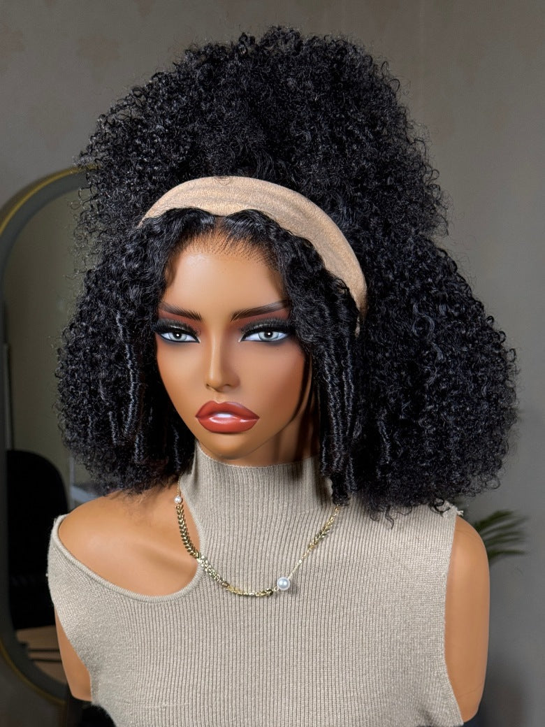 Sunber 200% Density 7x5 Pre Cut Pre-Styled Finger Coils Afro Kinky Curly Lace Wig With Invisi Drawstring