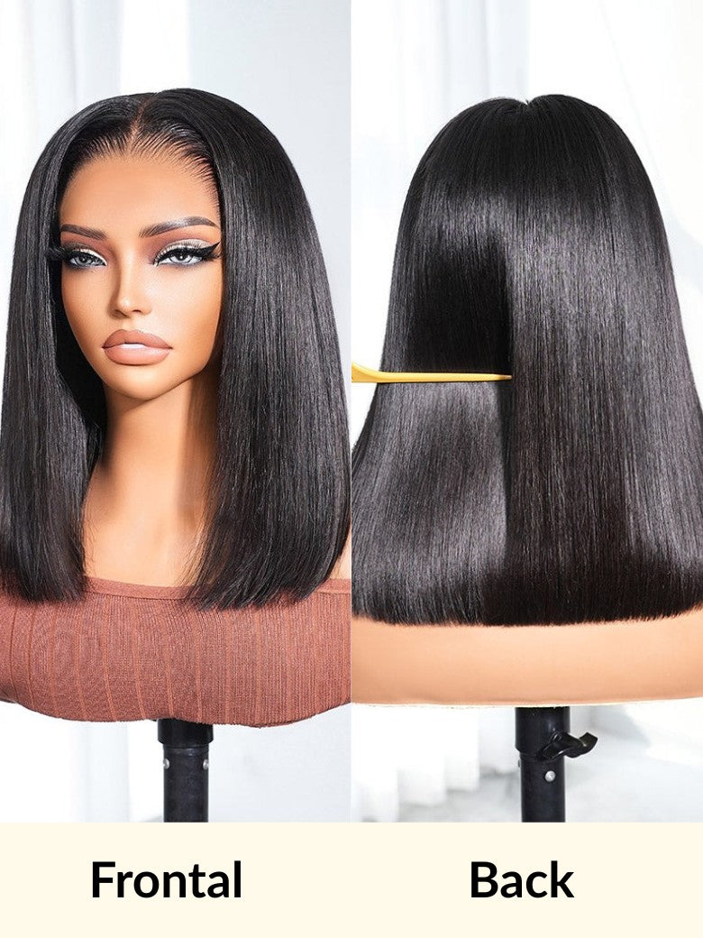 Sunber Blunt Cut Light Yaki Straight 7x5 Pre-Cut Lace Bye Bye Knots Glueless Bob Wig Pre-plucked Flash Sale