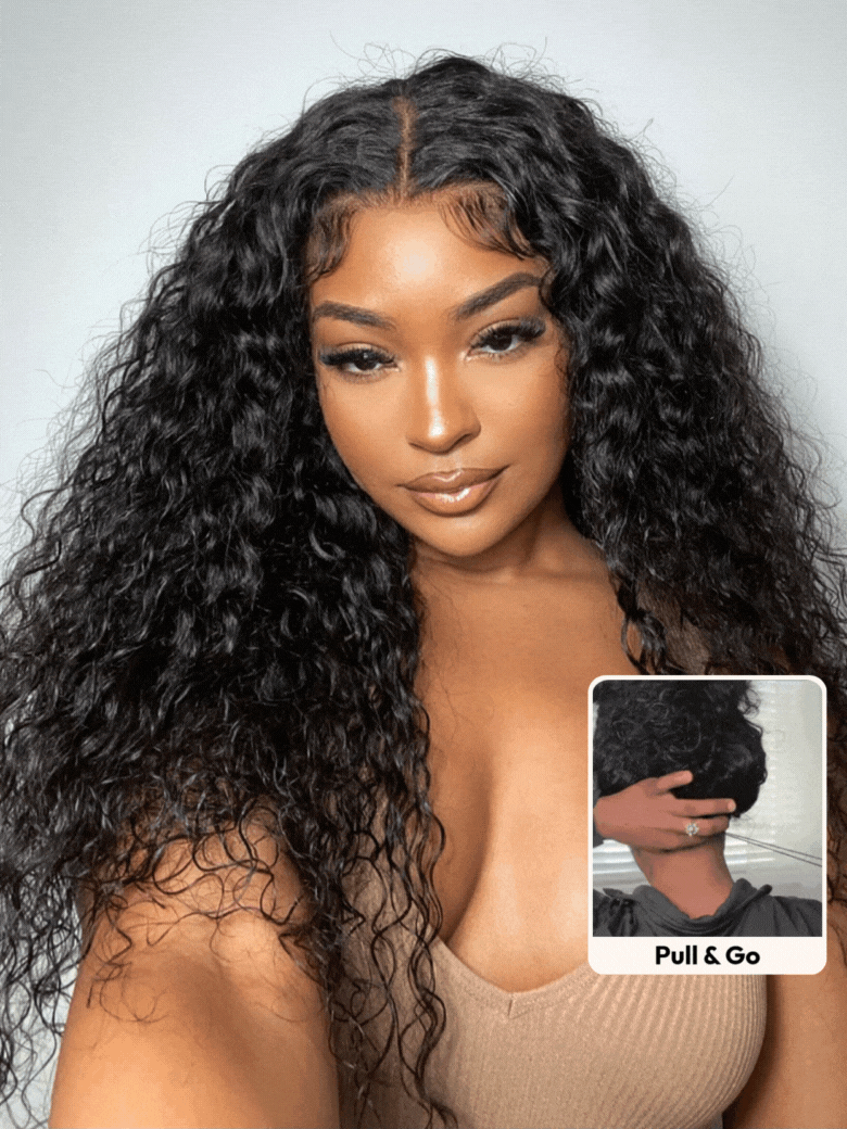 Sunber 180% Density 7x5/ 13x4 Pre-Everything Water Wave & Curly Mixed Pre Cut Lace Frontal Human Hair Wigs With Invisi Drawstring