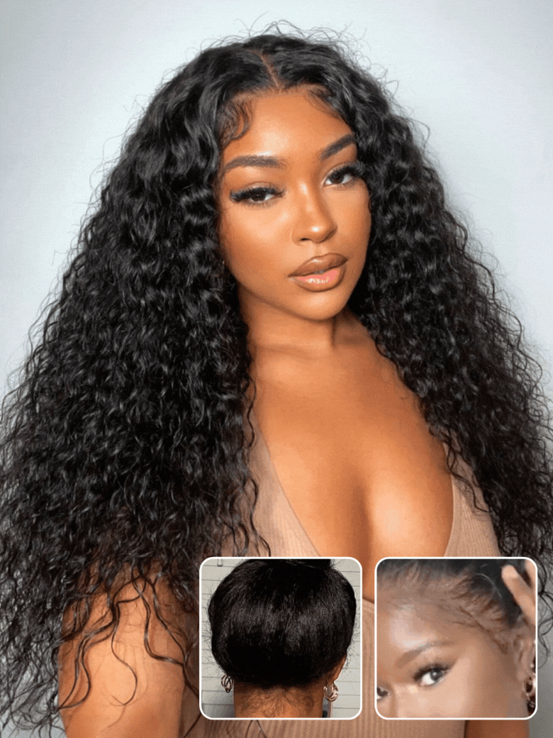 Sunber 7x5/13x6 HD Wet And Wavy Water Wave Bye Bye Knots Pre-Cut Lace Wigs With Elastic Drawstring